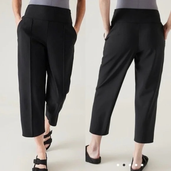 Athleta Stellar Wide Leg Women's Crop Pants, Black, Size 14, Lifestyle, Athletic - Picture 1 of 13